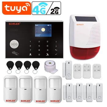 Tuya Smart WIFI 2G/ 4G / 3G GSM Home Security Alarm System Inbreker Kit Draadloos Bedraad Met Google Alexa IP-Camera House Bescherming