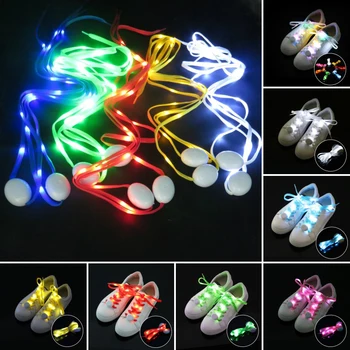 1 Paar Kleurrijke LED brandt Sport Schoen Veters Strip Imitatie Nylon Knipperende Verlichting Lichtgevende Banden Shoeslaces Batterij Werken