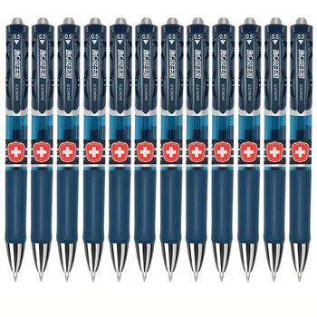 12Pcs/set 0,5 mm Arts Voorgeschreven Gel Pen Navulling Grote Capaciteit Blauwe en Zwarte Inkt Pen Schrijven Stationery Office schoolbenodigdheden