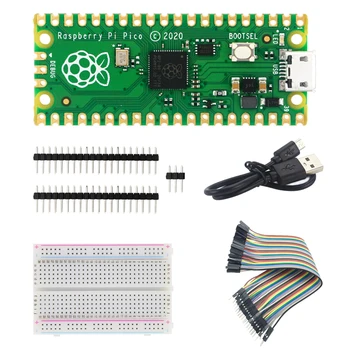 Raspberry Pi Pico RP2040 Microcontroller Chip M0+ Processor + GPIO Kop + USB-Kabel Optionele Breadboard Jumper Draden