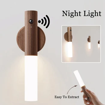 LED-USB-Magnetische Night Lights Smart Menselijk Lichaam Sensing Licht Draadloze Kabinet Lamp voor Thuis Gang Trap Verlichting Lamp