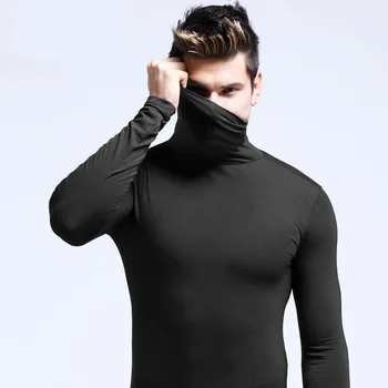 De Winter Mode Thermisch Ondergoed Mannen Turtleneck T-shirts met Lange Mouwen Man Thermische T-shirt voor Mannen Sporten Eerste Laag Mannelijke Warme Jassen