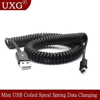 USB 2.0 Naar Mini-USB-Kabels Mini USB Opgerolde Veer Gegevens Opladen Adapter Kabel 50cm/0,5 m 200cm/2m
