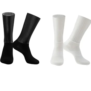 Nieuwe Anti Slip naadloze Fietsen Sokken Integraal Moulding High-tech Fiets Sok Compressie Fiets Buiten lopen Sport Sokken