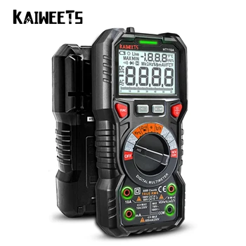 KAIWEETS HT118A NIEUWE Digitale Multimeter Tuur RMS Auto Range Multimetro 1000V DC 10A AC Ohm Hz NCV Live Spanning Temperatuur Meter