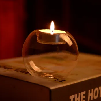 10/8cm Ronde Holle Helder Kristal Glazen kaarsenhouder Nieuwe Jaar Kandelaar Europese Bruiloft Candle Stick Houder van de Decoratie van het Huis