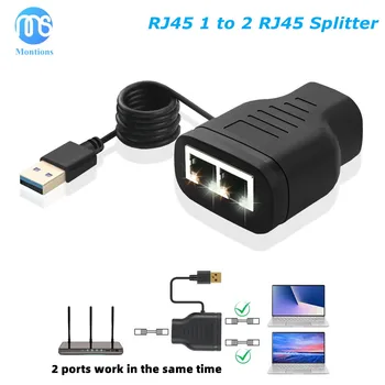 RJ45 Ethernet Splitter 1 Naar 2 Internet Splitter tegelijkertijd Online Ethernet Splitter voor Cat6 Cat7 LAN Ethernet Splitter