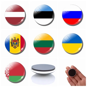 Koelkast Magneet Vlag van wit-rusland Estland Letland Litouwen Rusland Oekraïne Moldavië Oost-Europese Nationale Vlag 30Mm Glas Magnetische S
