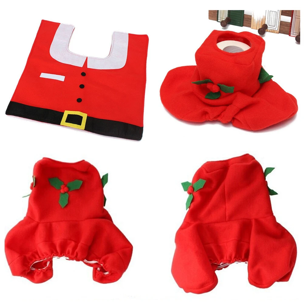 3Pcs Leuke Kerst Wc-bril Beslaat Creatieve Santa Claus Badkamer Mat Xmas Benodigdheden voor de Home Nieuwe Jaar Decoratie