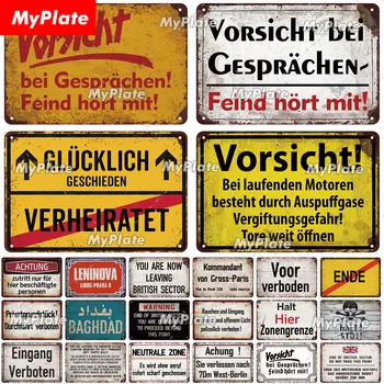 [MyPlate] Duitse Vintage Vorsicsht Waarschuwing Metalen Bord Plaat Tin Sign Muur Decor Voor Een Bar Huis Plaque Decoratie Man Cave Poster