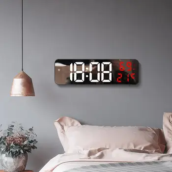 Led Digitale Klok Groot Scherm Aan De Muur Gemonteerd Tijd Bedrijfstemperatuur Vochtigheid Display Elektronische Wekker Huis Decoratie