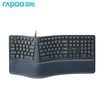 Rapoo NK8800 Ergonomische Bedraad Toetsenbord, de Computer op Kantoor Duurzaam Riem Palm Ondersteuning voor Rest, Zwart