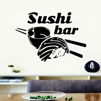 Sushi Vinyl muurstickers Keuken Koelkast Art Decor Stokjes Rijst zelfklevende muurstickers Decoratie van het Huis Voor de Eigenaar Z027