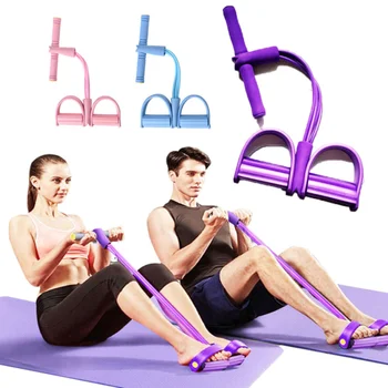 Fitness Gom 4 Buis Weerstand Banden Latex Pedal Exerciser Sit-up Trek Touw Expander Elastische Banden Yoga apparatuur Pilates Workout