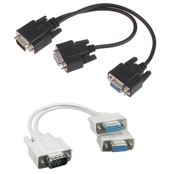 15-pins VGA Male-2 Vga Svga Female Adapter Splitter Video Monitor Kabel