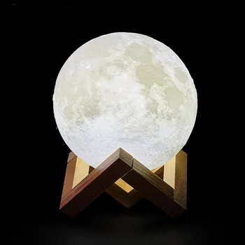Dropship 3D-Print Oplaadbare Maan Lamp LED Nacht Licht Creatieve Touch Schakelaar Maan Licht Voor de Slaapkamer Decoratie verjaardagscadeau