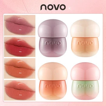 NOVO Kawaii Mushroom Lip Gloss, Mat Vloeibare Lipstick Waterdicht en 24 uur per dag Lip Glaze Rode Lip Tint koreaanse Cosmetica