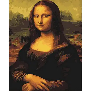 Mona Lisa Figuur Schilderij Door het Aantal Op Canvas Voor Volwassenen Met een Frame DOE-Ambacht Kits Voor het Tekenen van Kleuren Door Nummer Home Decor Art
