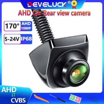 DEVELUCK AHD Auto achteruitrijcamera 170° Fisheye Lens Full HD 1920x1080P Nacht Visie Auto Omkeren Front-Camera ' s Schakelen CVBS