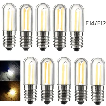 10pcs/Veel Dimbare Mini-E12-E14 LED Koelkast met Vriesvak Filament Light Bulbs COB 1W 2W 4W Warm/ Koud Wit-Lamp 110V 220V