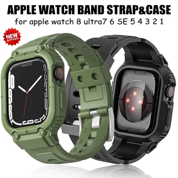 Case Banden voor Apple Horloge 8 Ultra 49mm 45mm 44 mm 42 mm 41 mm 40 mm 38 mm Siliconen Band voor de iWatch 7 6 Se 5 4 Beschermende Dekking