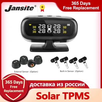 Jansite Oorspronkelijke Zonne-TPMS Auto Banden Druk Alarm Monitor Display System, Intelligent Temperatuur Waarschuwing Brandstof Bespaar 4 Sensoren