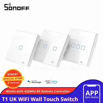 Sonoff T1 Smart WiFi-RF / APP / Touch Control Muur Licht Schakelaar 1 /2 /3 Bende 86 Type UK Panel Muur Touch Light Switch Smart Home