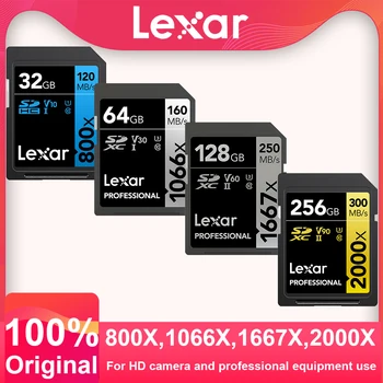 Originele Lexar SD-Kaart 2000X V90 U3 C10 1667X V60 SDXC Geheugenkaart 1066X V30 UHS-II Voor 3D 4K Digitale Camera 800X V10