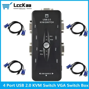 LccKaa USB 2.0 VGA Splitter 4-poort kvm-switch Printer, Muis, Toetsenbord Pendrive Delen Switcher 1920*1440 VGA Switch Box-Adapter