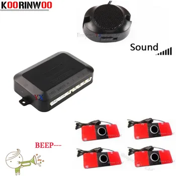 Koorinwoo Auto Parkeren Sensor Kit Omgekeerde Back-up Radar Verstelbare Luidspreker Alert Sonde Systeem-4 Sensoren Zoemer 16,5 mm Indicator