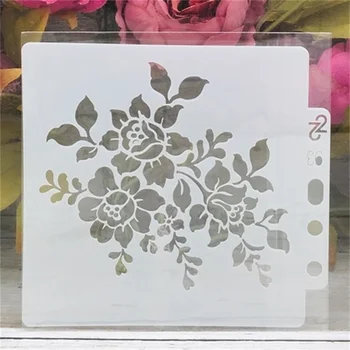 14*13cm Bloemen Bladeren DIY Gelaagdheid Stencils muurschildering Scrapbook Kleuren Reliëf Album Decoratieve Kaart Template