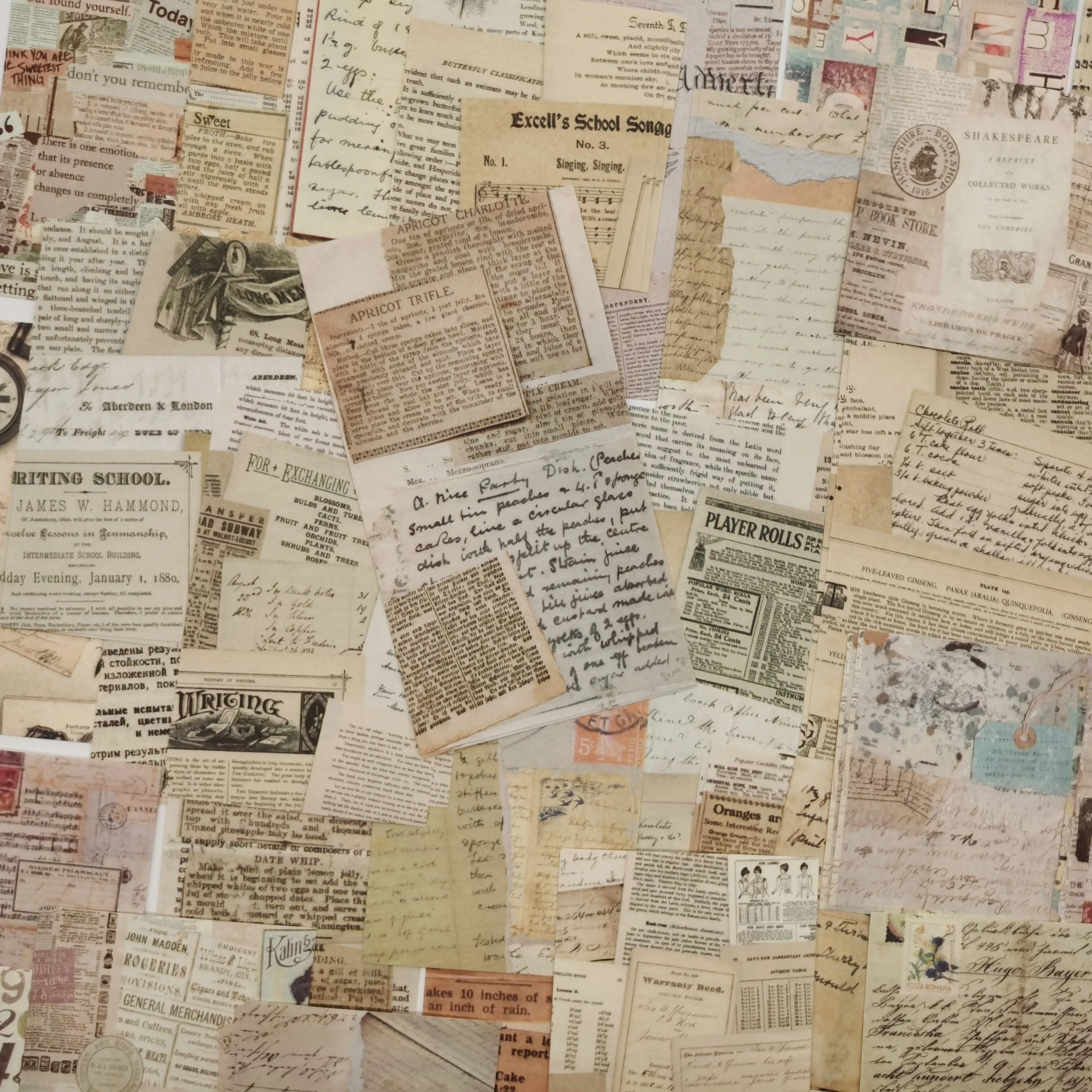 60 stuks Vintage Scrapbooking Diy Collage Materiaal Papier Decoratieve Retro engels Fragment Dagboek Tijdschriften Achtergrond Papier voor de Kunst