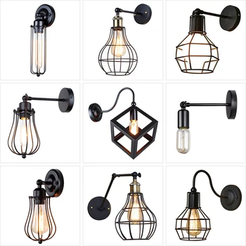 Vintage Industriële wandlamp,American Loft wandlamp,Eenvoudige lampekap,E27, kooi guard schans,voor gang restaurant Winkel