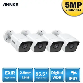 ANNKE 4X Ultra HD 5MP TVI CCTV Camera Weerbestendig Wit Bewaking Systeem EXIR nachtzicht e-Mail Alert Kit