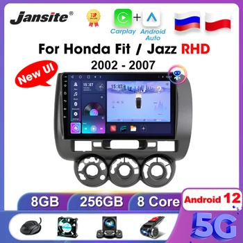 Jansite 2 Din Android 11 Auto Radio Voor Geschikt Honda Jazz Stad RHD 2002-2007 8G+256G Multimedia Video Speler Carplay Auto Stereo RDS