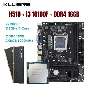 Kllisre H510 Kit Core i3 10100F 2*8GB = 16GB Geheugen DDR4 3200 Desktop RAM LGA 1200 Moederbord Set