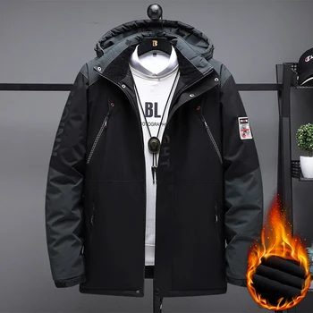 Outdoor Zwarte Fashion Parka ' s Zip Jacket Winter Dik Fluweel Oversize 7XL 8XL 9XL Jas Voor heren is Winddicht, Waterdicht Kleding