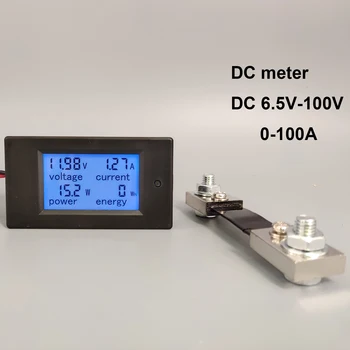 DC Voltmeter Ampèremeter Energie Digitale Voltage Meter LCD 4-in-1 DC-6.5-100V 50A100A met Shunt