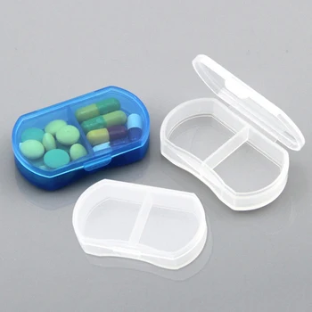 1PCS Pil Geneesmiddel Doos Draagbare Drug Vak Tablet Splitter Houder Opslag Organisator Container Geval Pillendoos 2-Rasters Mini Dispenser