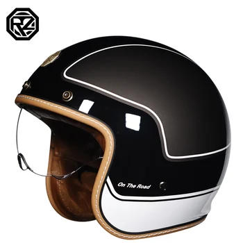 Open Face Helft Moto motorhelm vintage Motor Vespa capacete Chopper Fiets ZWART