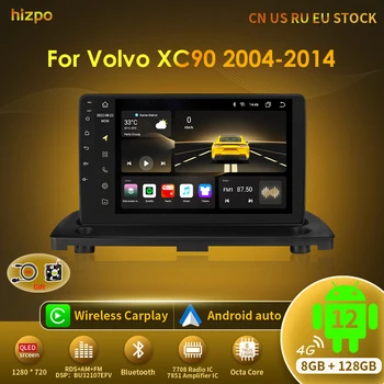Hizpo 8+128 GB Android 12 autoradio Multimedia Voor Volvo XC90 2004-2014 AI Voice Control, Navigatie GPS Draadloze Carplay 2din 4G