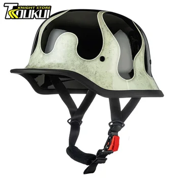 Retro Helm Motor Duitse Vintage Moto Helm Tactische Helft Helm Scooter Motor Fiets Helm Mannen Vrouwen