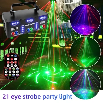 21 Ogen RGB-DJ Disco Lichtbundel van de Laser Projector Remote DMX Stroboscoop Fase Black Light Effect Xmas Club Party Vakantie van Halloween