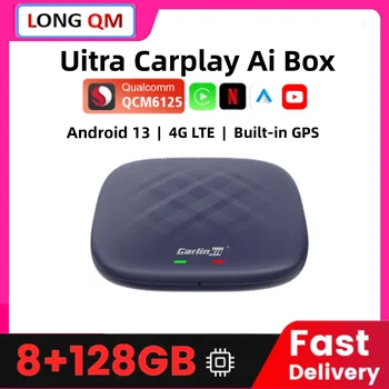 Carlinkit Ultra 8+128G Android-13-Tv Box Voor Netflix, YouTube IPTV QCM 665 Draadloze CarPlay Android-Auto Voor Audi Benz 4G LTE-GPS