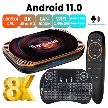 Transpeed Amlogic S905X4 8K Android-11.0-TV BOX 2.4 G&5,8 G Zeer Snelle WiFi-4K Stem Assistent dual wifi 32GB 64GB-TV Box