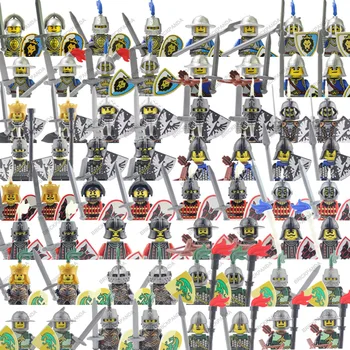 Middeleeuwse Militaire Romeinse Soldaten Cijfers Onderdelen bouwstenen Leger Kasteel Teutoonse Ridders Wapens Zwaard Schild MOC Bakstenen Speelgoed