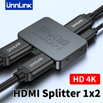 Unnlink Video HDMI Splitter 1 In 2 Uit 4K 30Hz voor TV-Winkel 1 Computer delen van 2 Monitoren TV-Projectoren Home Auto