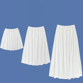 Dieptepunt Rok Voering voor Jurk Innerlijke Petticoat Mid Lengte 30-80cm Veiligheid Onderrok Elastische Taille Basic Onderjurk Transparant