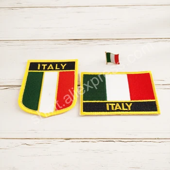 Italië Vlag Patches Borduren Badge Schild En De Vierkante Vorm Pin-Code Ingesteld Op Het Doek Armband Rugzak Decoratie Geschenken