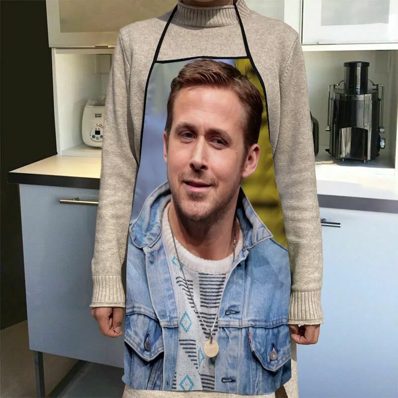 Aangepaste Ryan Gosling Keuken Schort Diner Koken Schort Volwassen Bakken Accessoires Waterdichte Stof Gedrukt Reiniging Gereedschap